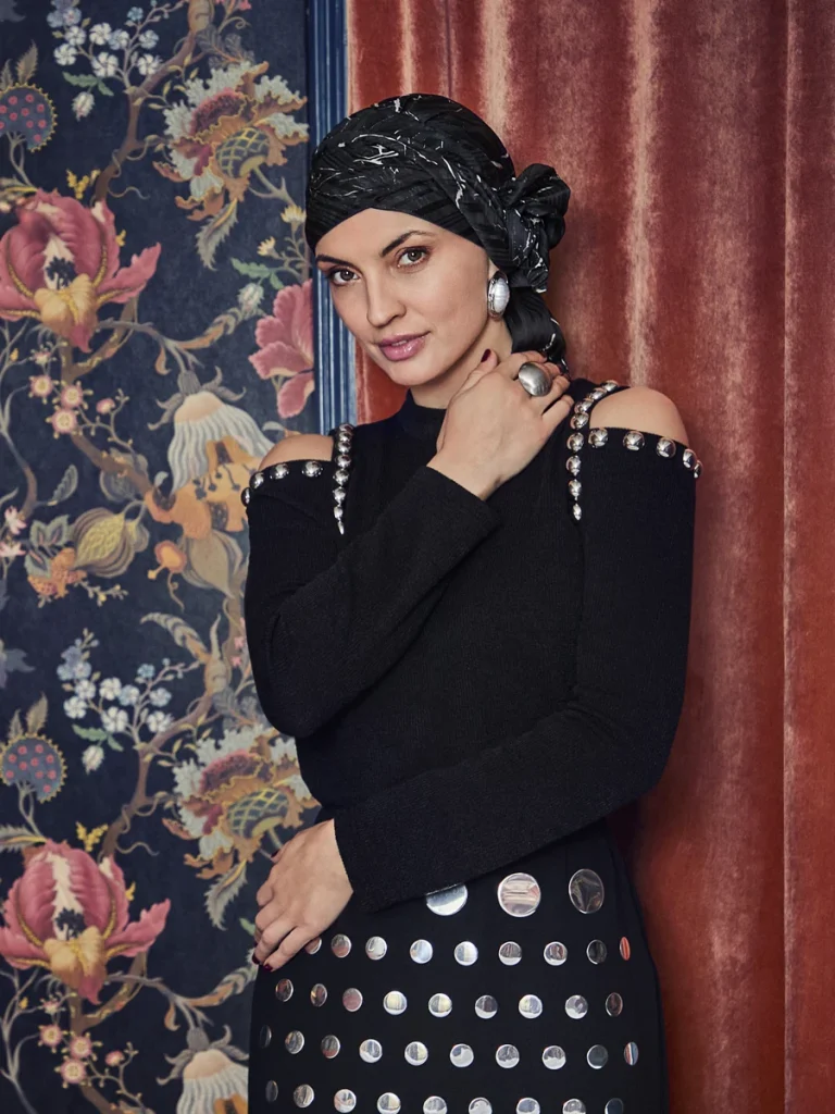 Set turbante HocJuvela Boho 3042-4142 con fascia - Artistic Black — collezione autunno/inverno 2026–2027