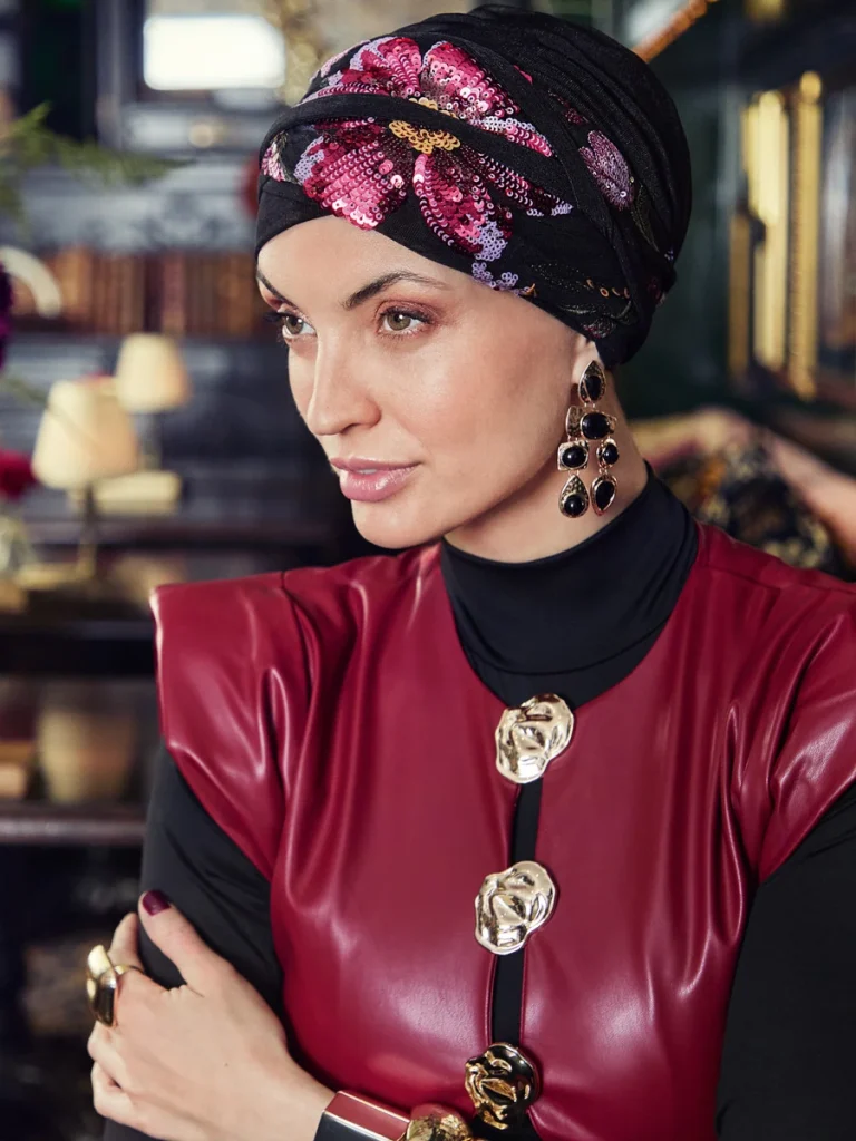 Set turbante HocPerla Boho 3045-4143 con fascia - Floral Sequins — collezione autunno/inverno 2026–2027
